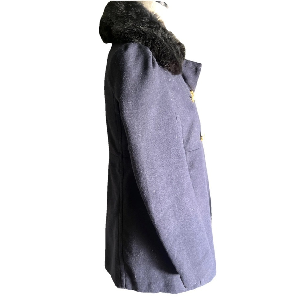 Y2K Express Navy Blue Peacoat W/removable Faux Fur Collar S/P Coastal Gran - Picture 3 of 10